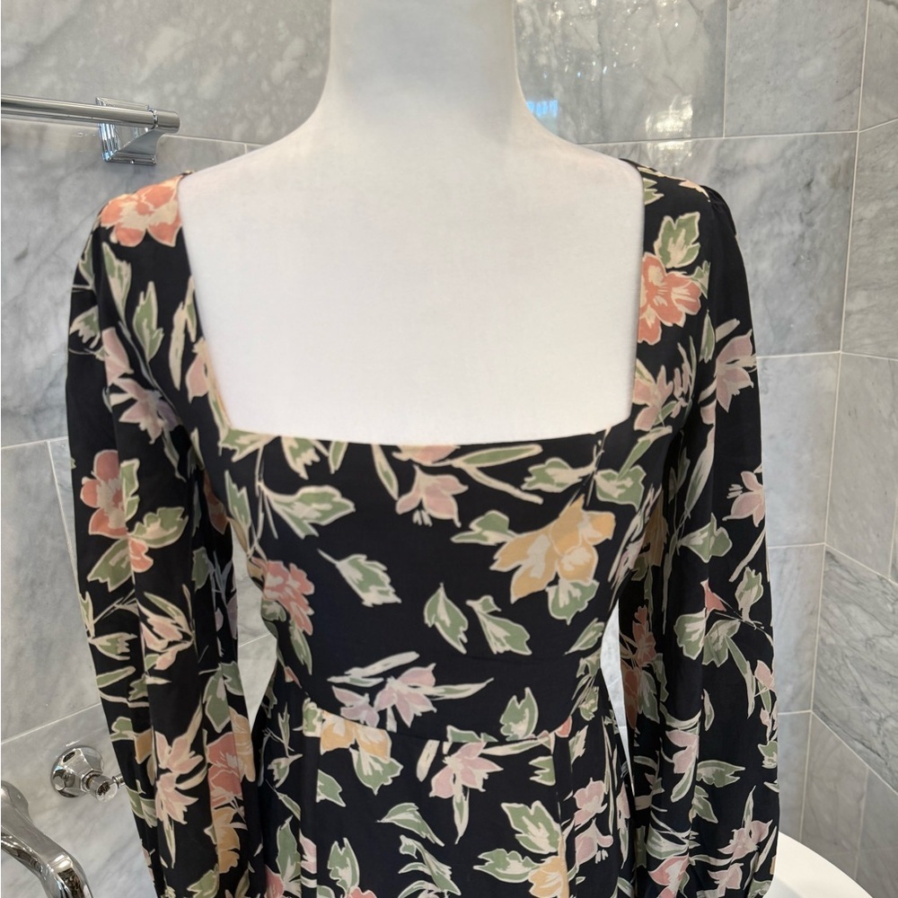 Yumi Kim Hey Jude Dress Size 4 Haze Night Black Floral Long Sleeve Mini Revolve - Picture 4 of 13